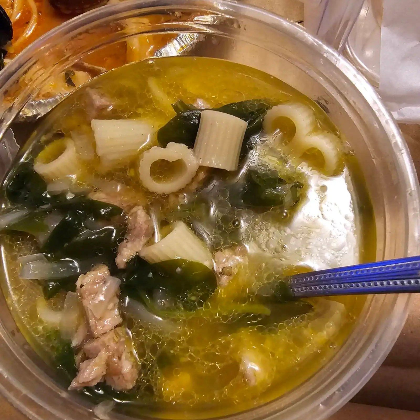 Tuscan Sausage, Pasta & Spinach Soup.