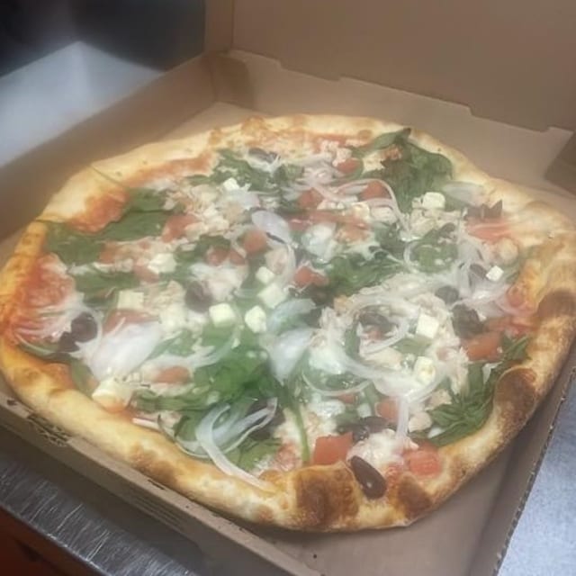 Greek Chicken Pizza.
