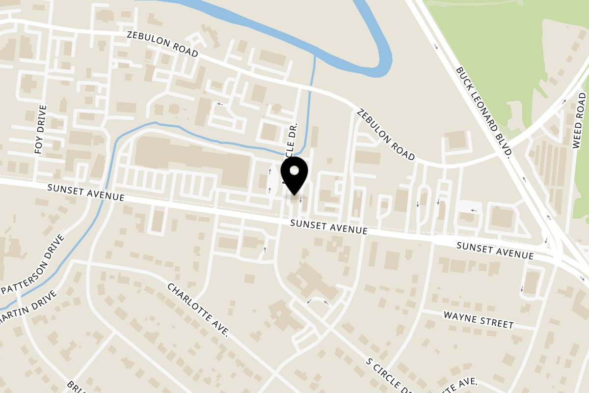 Map showing the location of Sals pizza on 2820 Sunset Ave in Rocky Mount